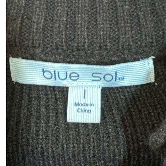 Blue Sol Large Black Sweater Cape Pocho With Gold Accent Buttons - Picture 4 of 6